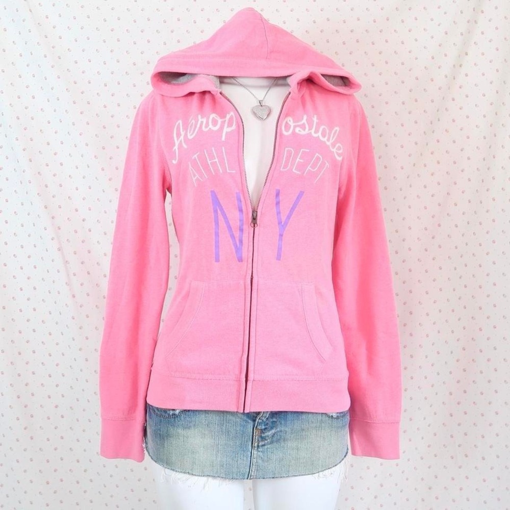 Aéropostale Pink Zip Up Hoodie Y2K McBling